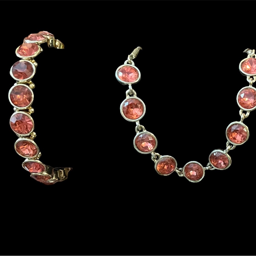 Nine West Vintage Orange Rhinestone 18" Necklace and Sturdy Stretch Bracelet